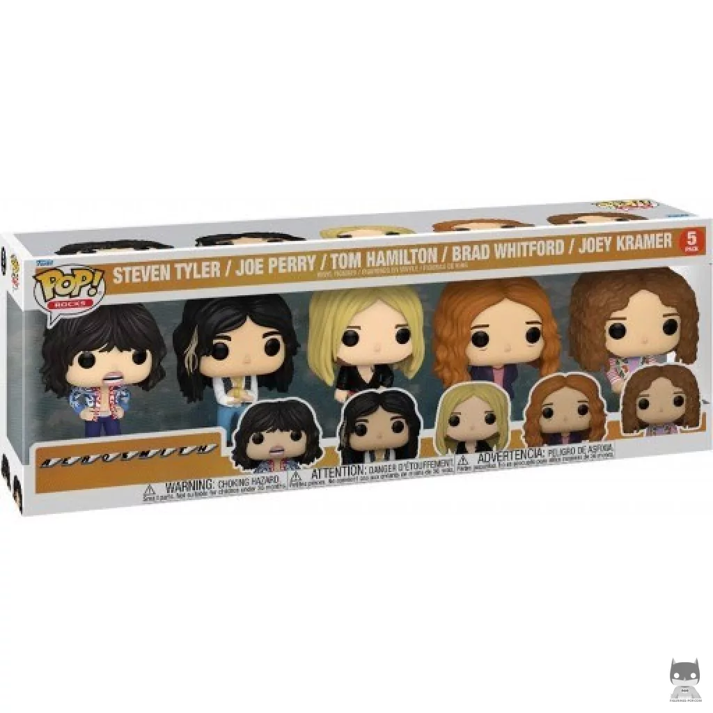 Figurine Funko POP Steven Tyler, Joe Perry, Tom Hamilton, Brad Whitford & Joey Kramer avec boîte