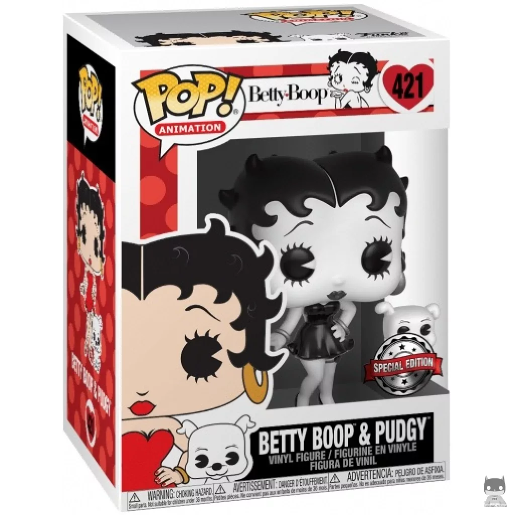Figurine Funko POP Betty Boop & Pudgy (Noir & Blanc) avec boîte