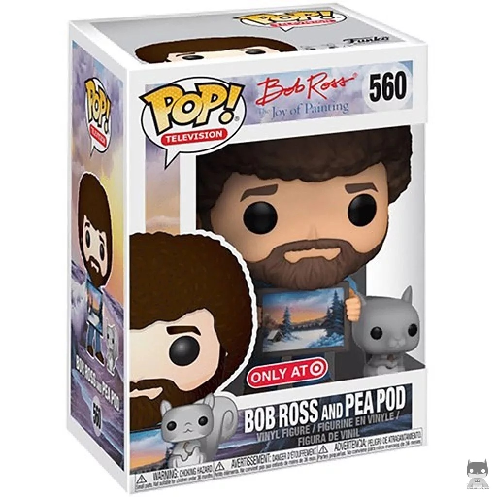 Figurine Funko POP Bob Ross (avec l'Ecureuil Pea Pod) avec boîte
