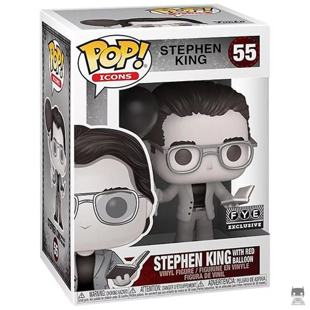 Figurine Funko POP Stephen King avec ballon rouge (Noir & Blanc) avec boîte