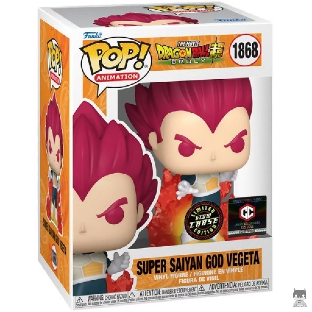 Figurine Funko POP Vegeta Super Saiyan God (Chase & Glow in the Dark) avec boîte