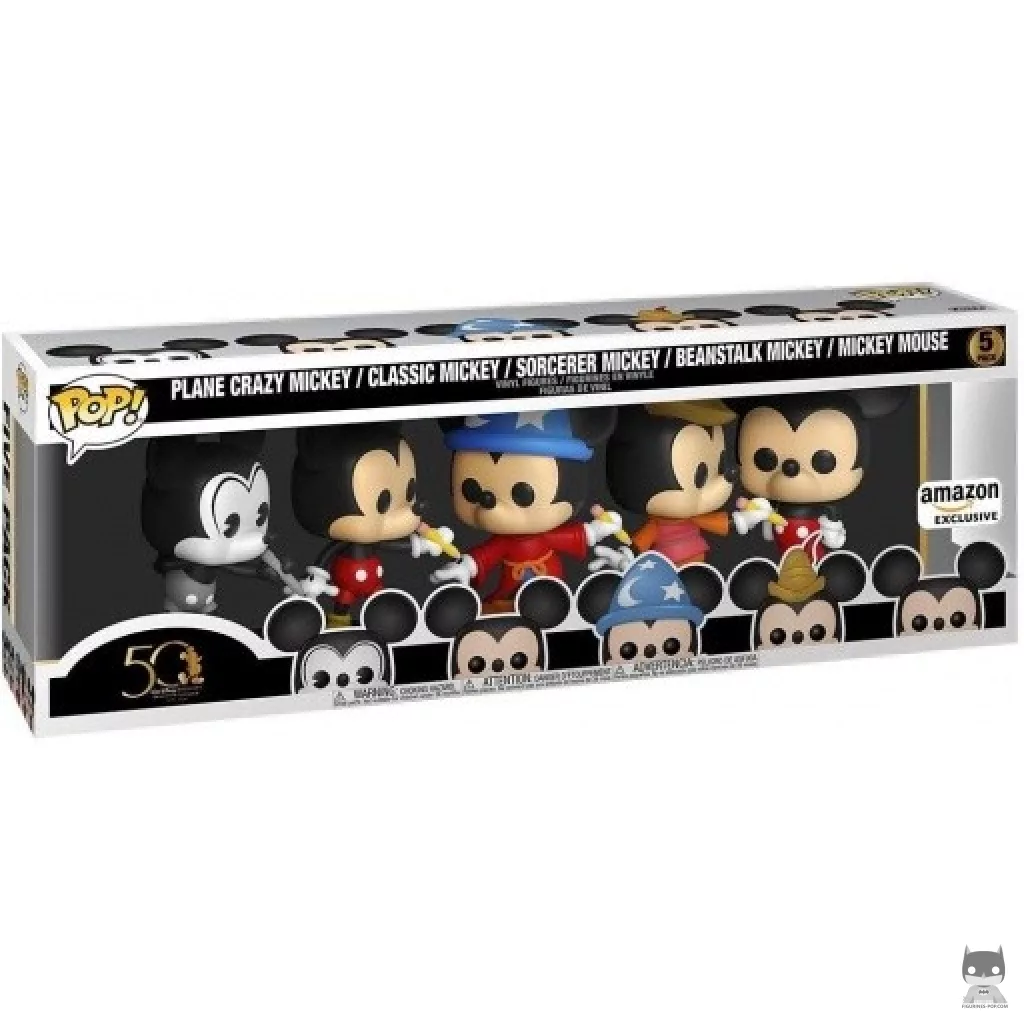 Figurine Funko POP Plane Crazy Mickey, Mickey Original, Mickey Sorcier, Mickey Haricot Magique & Mickey Mouse avec boîte