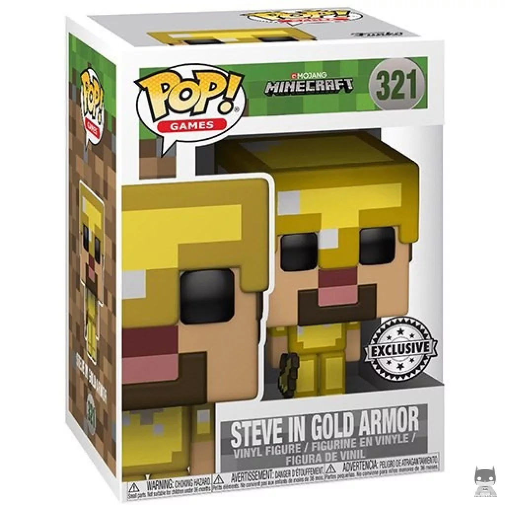 Figurine Funko POP Steve avec Armure en Or avec boîte