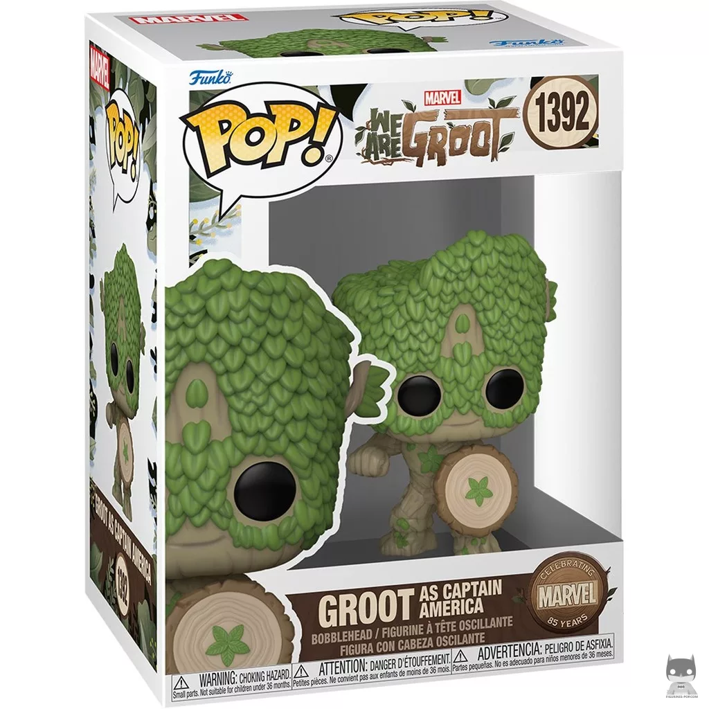 Figurine Funko POP Groot en Captain America avec boîte
