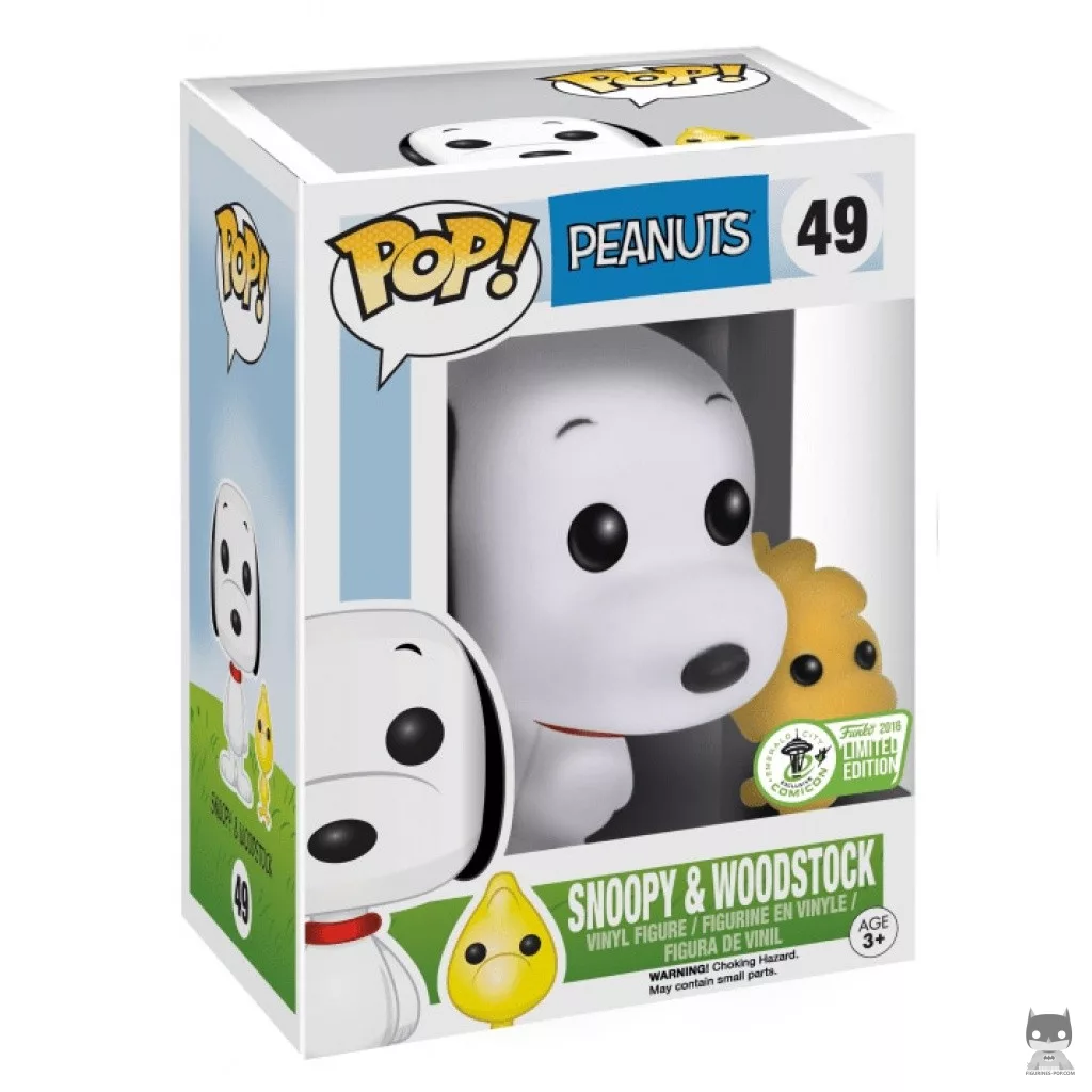 Figurine Funko POP Snoopy & Woodstock (Flocked) avec boîte