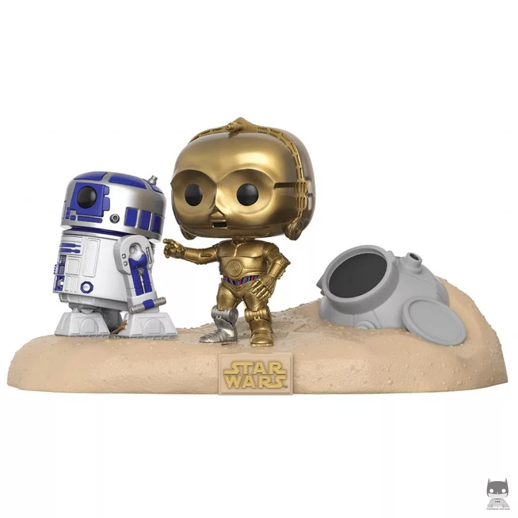 Figurine Funko POP R2D2 & C3-PO dans le Desert (Star Wars : Episode IV, Un nouvel espoir)
