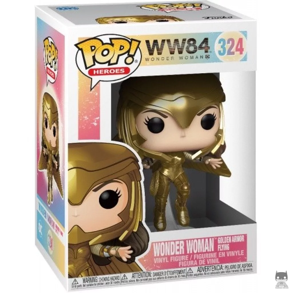 Figurine Funko POP Wonder Woman Armure en Or en vol (Metallic) avec boîte