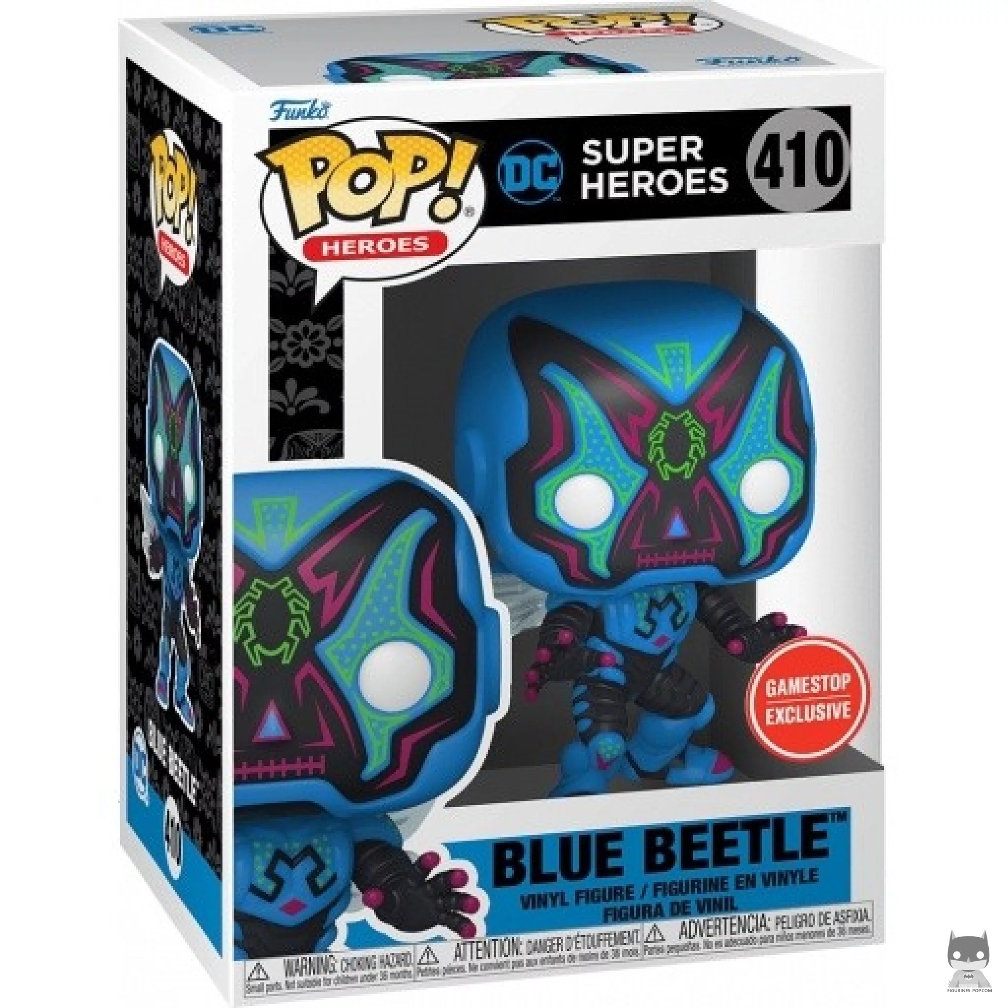 Figurine Funko POP Blue Beetle (Dia de los DC) (Glow in the Dark) avec boîte