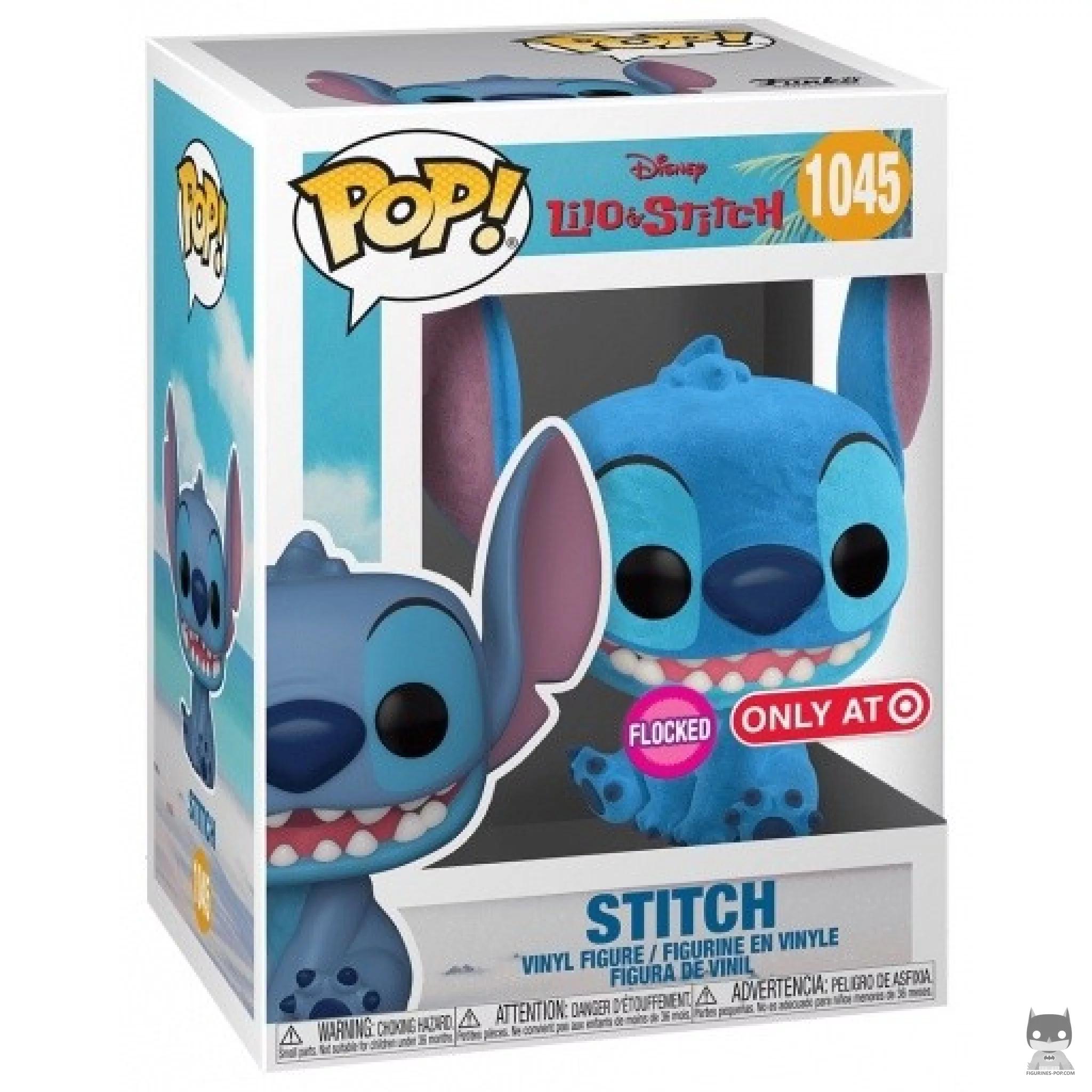 Figurine Funko POP Stitch souriant (Flocked) avec boîte
