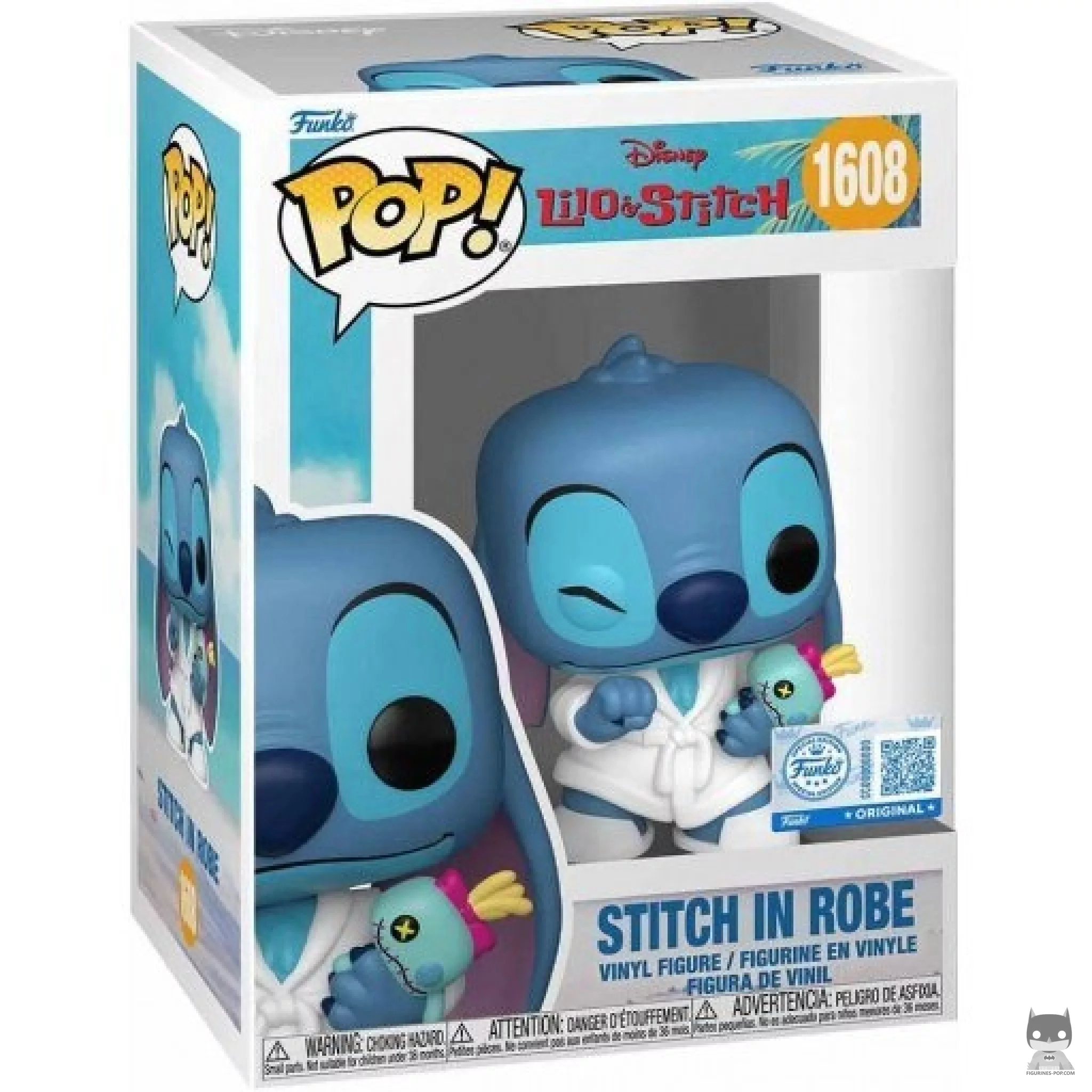 Figurine Funko POP Stitch en Peignoir avec Scrump avec boîte