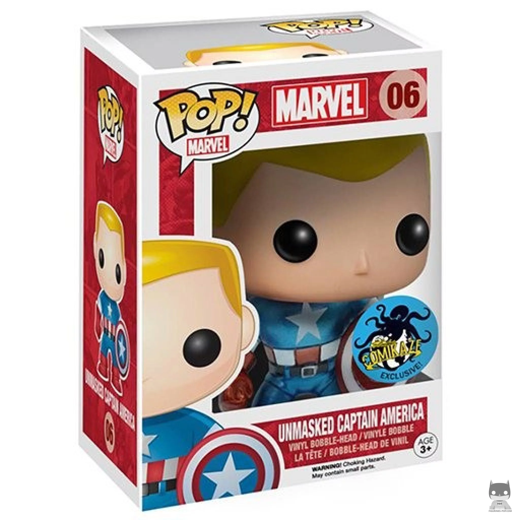 Figurine Funko POP Captain America (Sans Masque) avec boîte