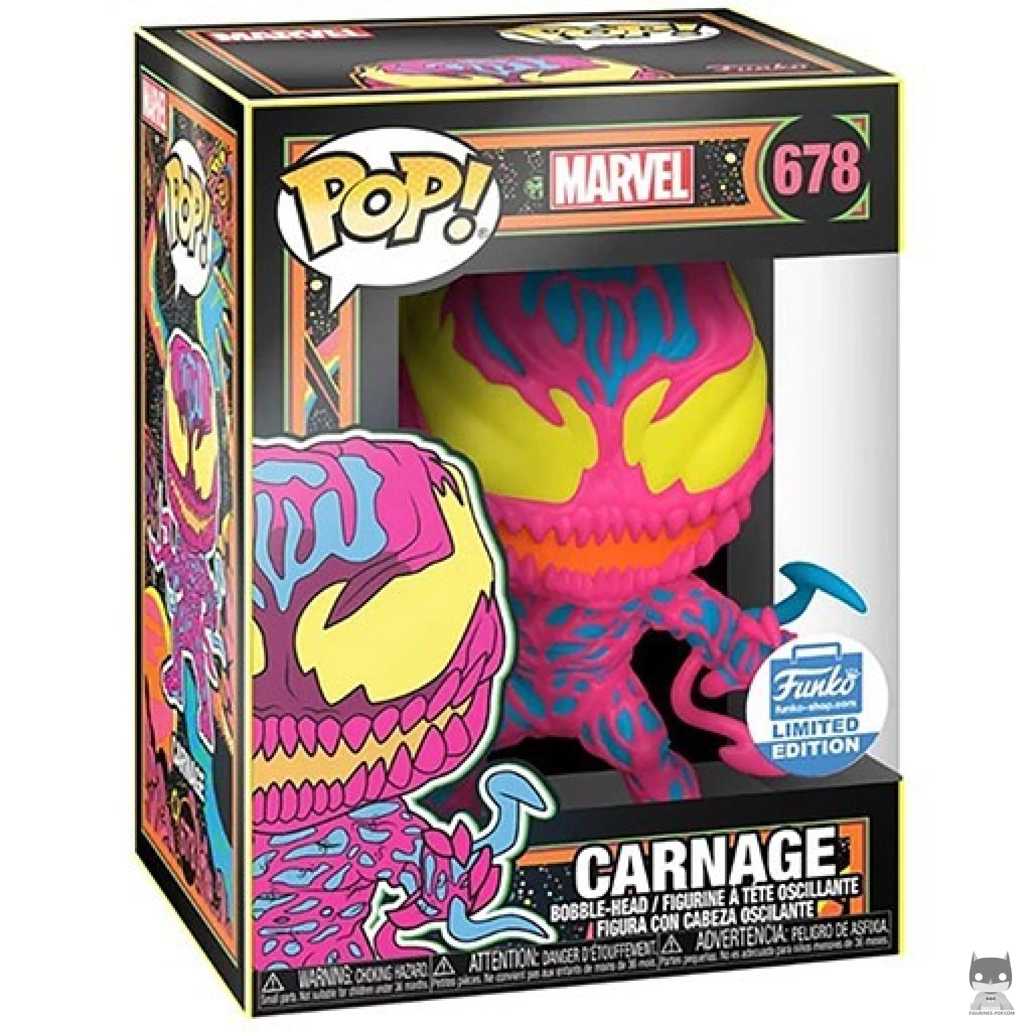 Figurine Funko POP Carnage (Blacklight) avec boîte
