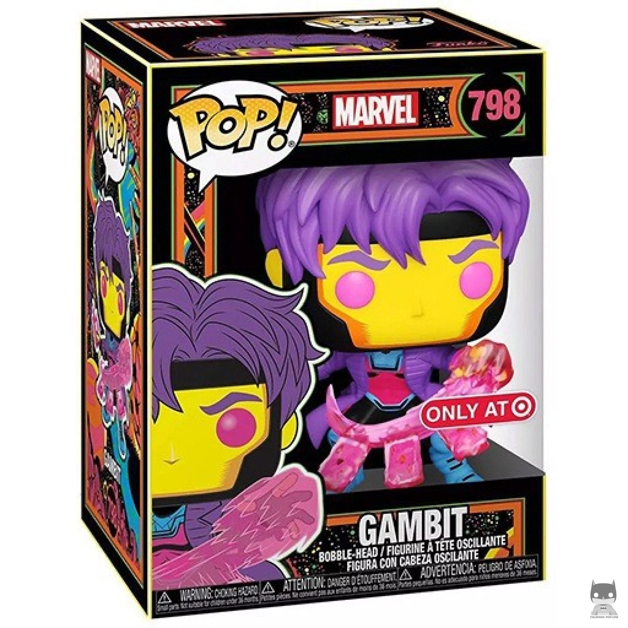 Figurine Funko POP Gambit (Black Light) avec boîte
