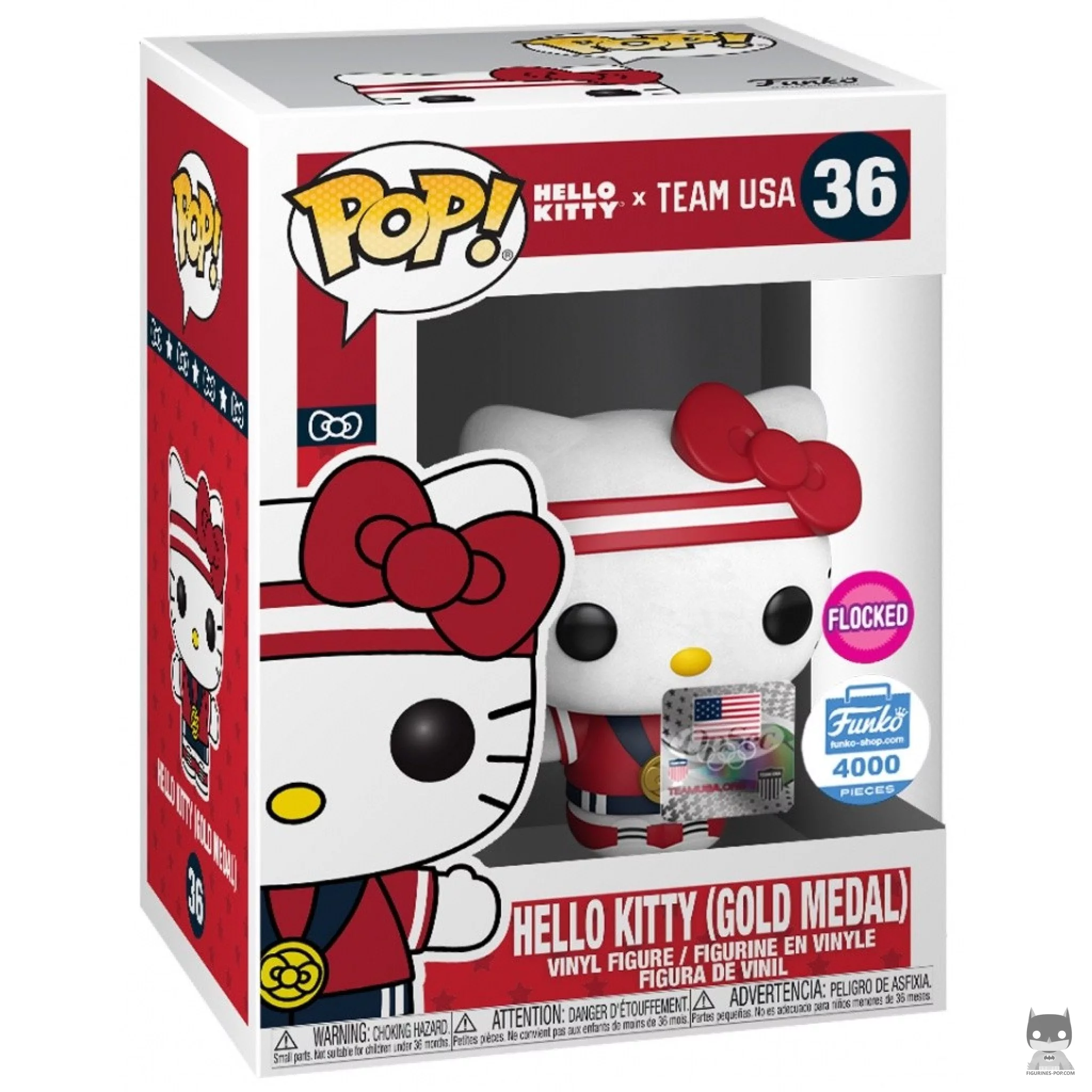Figurine Funko POP Hello Kitty (Médaille d'Or) (Flocked) avec boîte