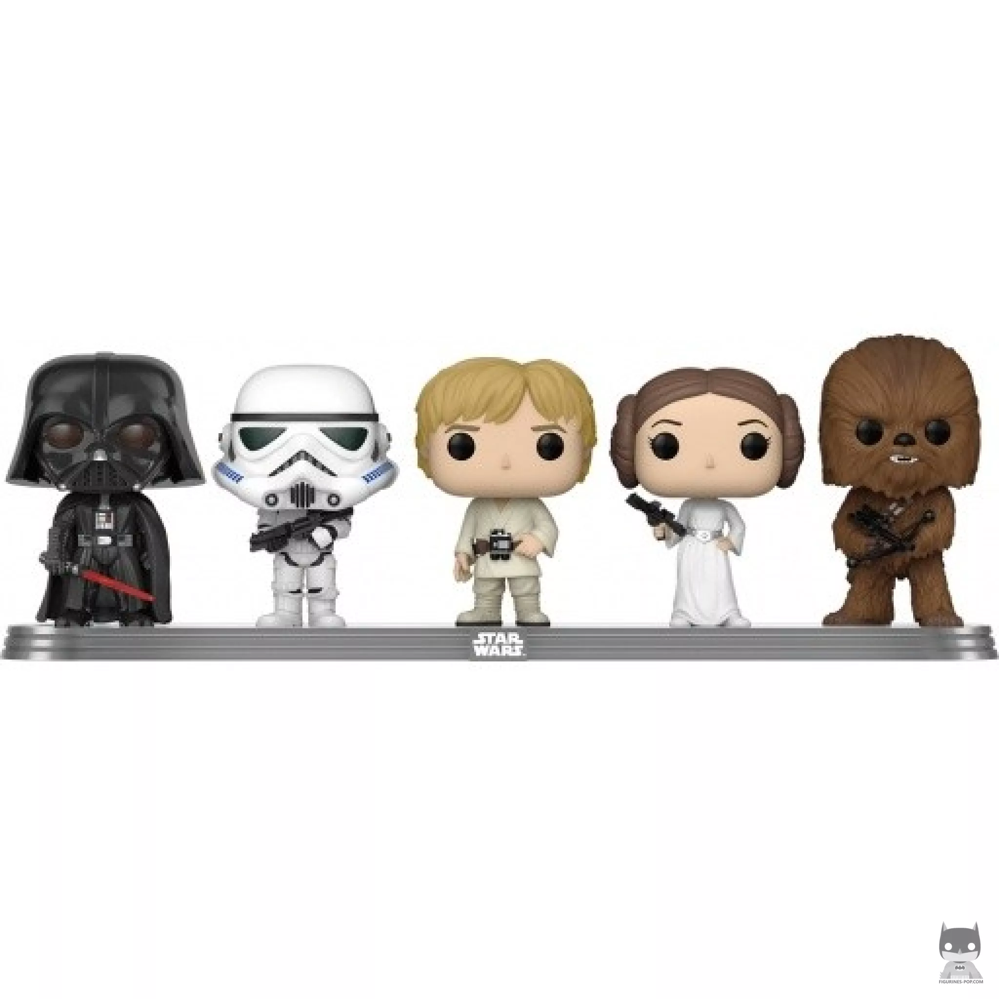 Figurine Funko POP Dark Vador, Stormtrooper, Luke Skywalker, Princesse Leia & Chewbacca (Star Wars : Episode I, La Menace Fantôme)