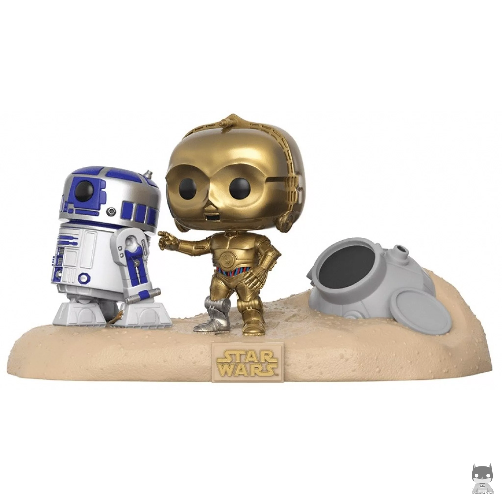 Figurine Funko POP R2D2 & C3-PO dans le Desert (Star Wars : Episode IV, Un nouvel espoir)