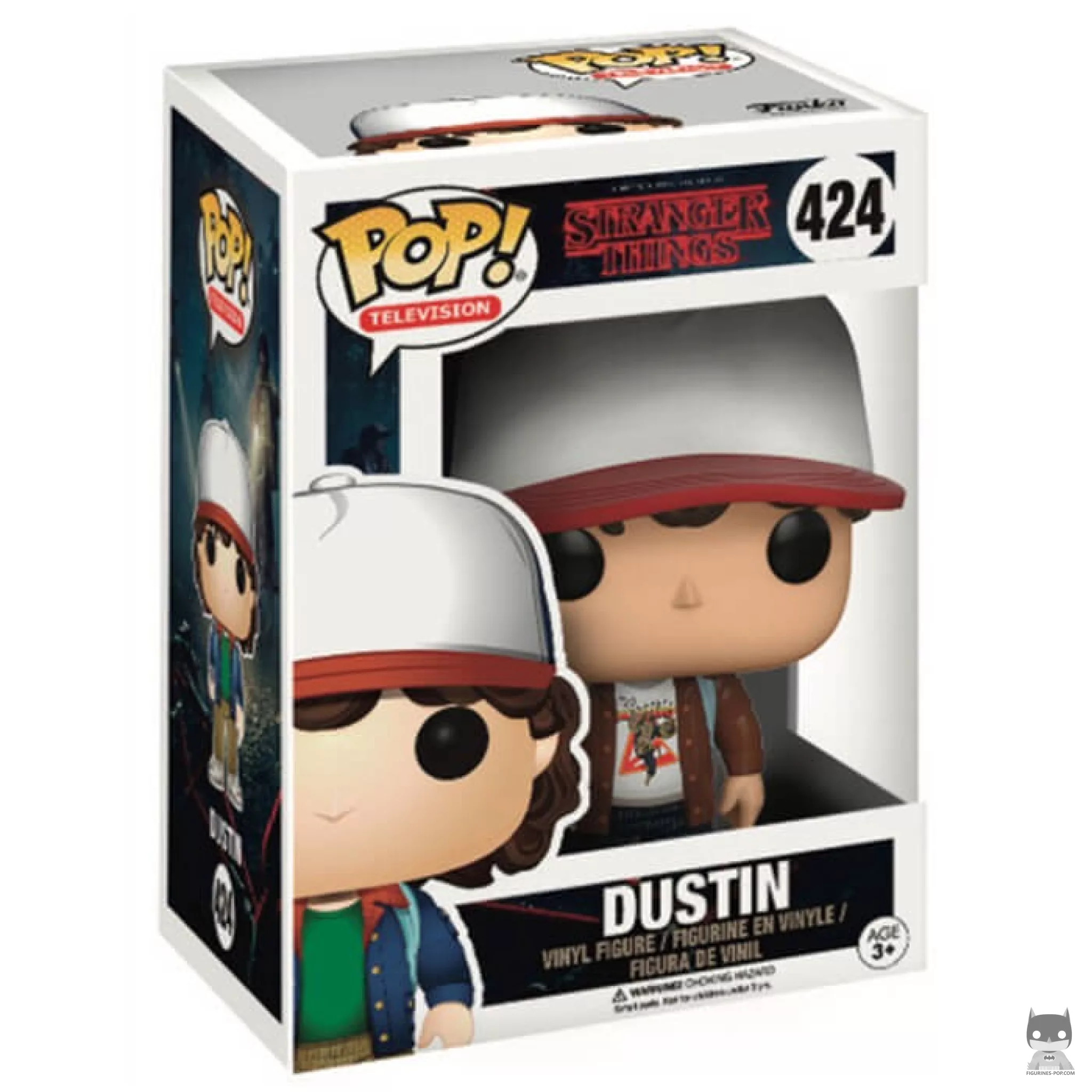 Figurine Funko POP Dustin Henderson en veste marron avec boîte