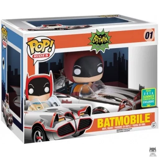 Figurine Funko POP Batman avec Batmobile (Chrome) (Batman : Série TV)