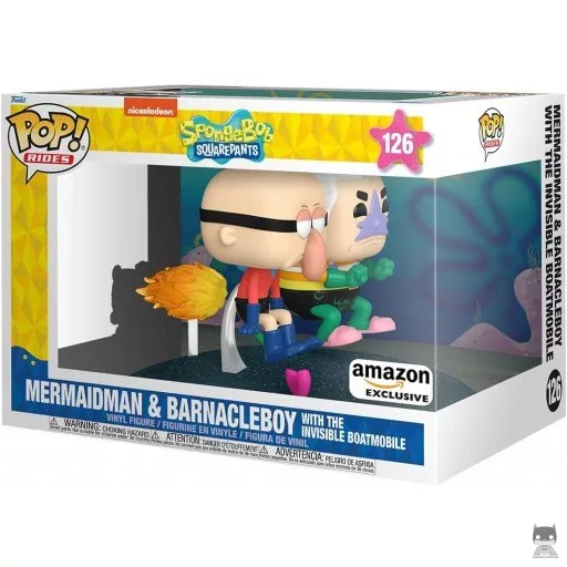 Figurine Funko POP Homme Sirène et Bernard L’Ermite avec Boatmobile Invisible (Bob l'Eponge)