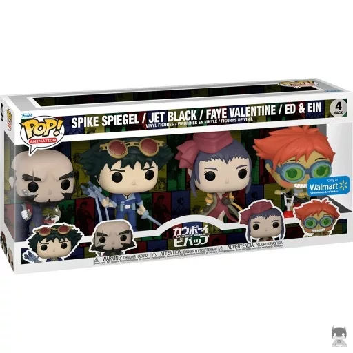 Figurine Funko POP Spike Spiegel, Jet Black, Faye Valentine & Ed & Ein sur scooter (Pop! Vinyl)