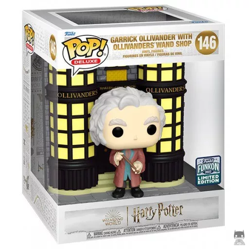 Figurine Funko POP Garrick Ollivander devant Boutique de Baguettes Magiques Ollivanders (Chemin de Traverse) (Harry Potter)