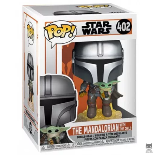 Figurine Funko POP Le Mandalorien en Jet Pack avec l'Enfant (Bobble head)