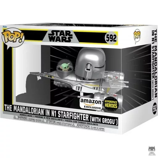 Figurine Funko POP Hyperspace Heroes : Le Mandalorien dans le Chasseur N1 avec Grogu (Le Mandalorien)
