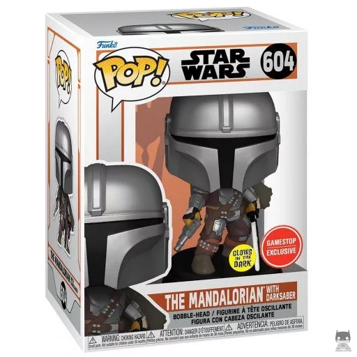 Figurine Funko POP Le Mandalorien avec Darksaber (Glow in the Dark) (GameStop)
