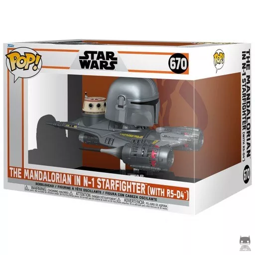 Figurine Funko POP Le Mandalorien dans Le Chasseur N-1 avec R5-D4 (Bobble head)