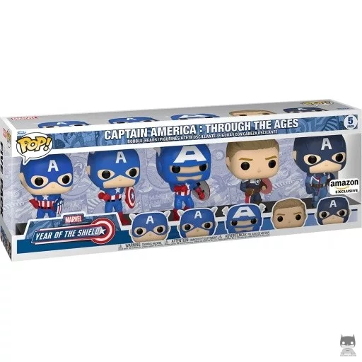 Figurine Funko POP Captain America : Through the Ages Pack (Vintage Cap, The Captain, Exosuit Cap, Shield Director Cap & Modern Captain America) (Captain America (Steve Rogers))