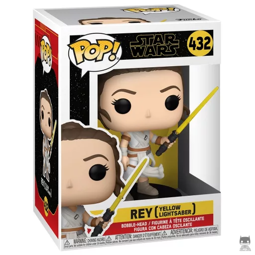 Figurine Funko POP Rey avec Sabre Laser Jaune (Bobble head)