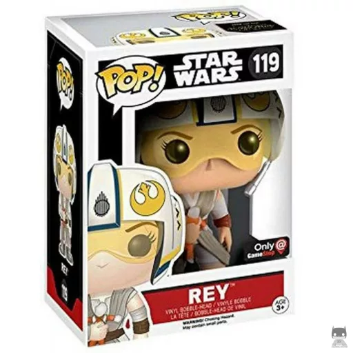 Figurine Funko POP Rey avec Casque X-Wing (Bobble head)