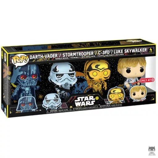 Figurine Funko POP Dark Vador, Luke Skywalker, C-3PO & Stormtrooper (Exclusive)