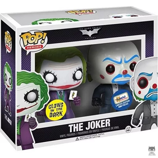 Figurine Funko POP Joker & Joker en Braqueur de Banque (Glow in the Dark) (Trilogie The Dark Knight)