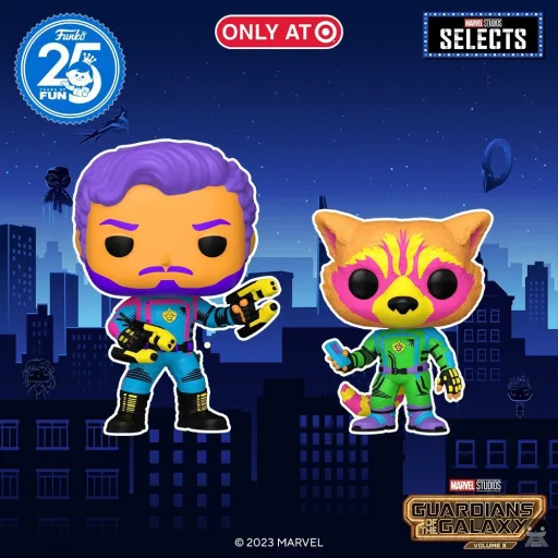 Un set Blacklight de POP Gardiens de la Galaxy vol. 3